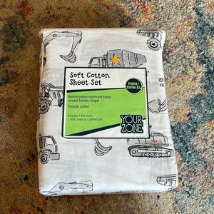 New kids twin sheet set - construction theme